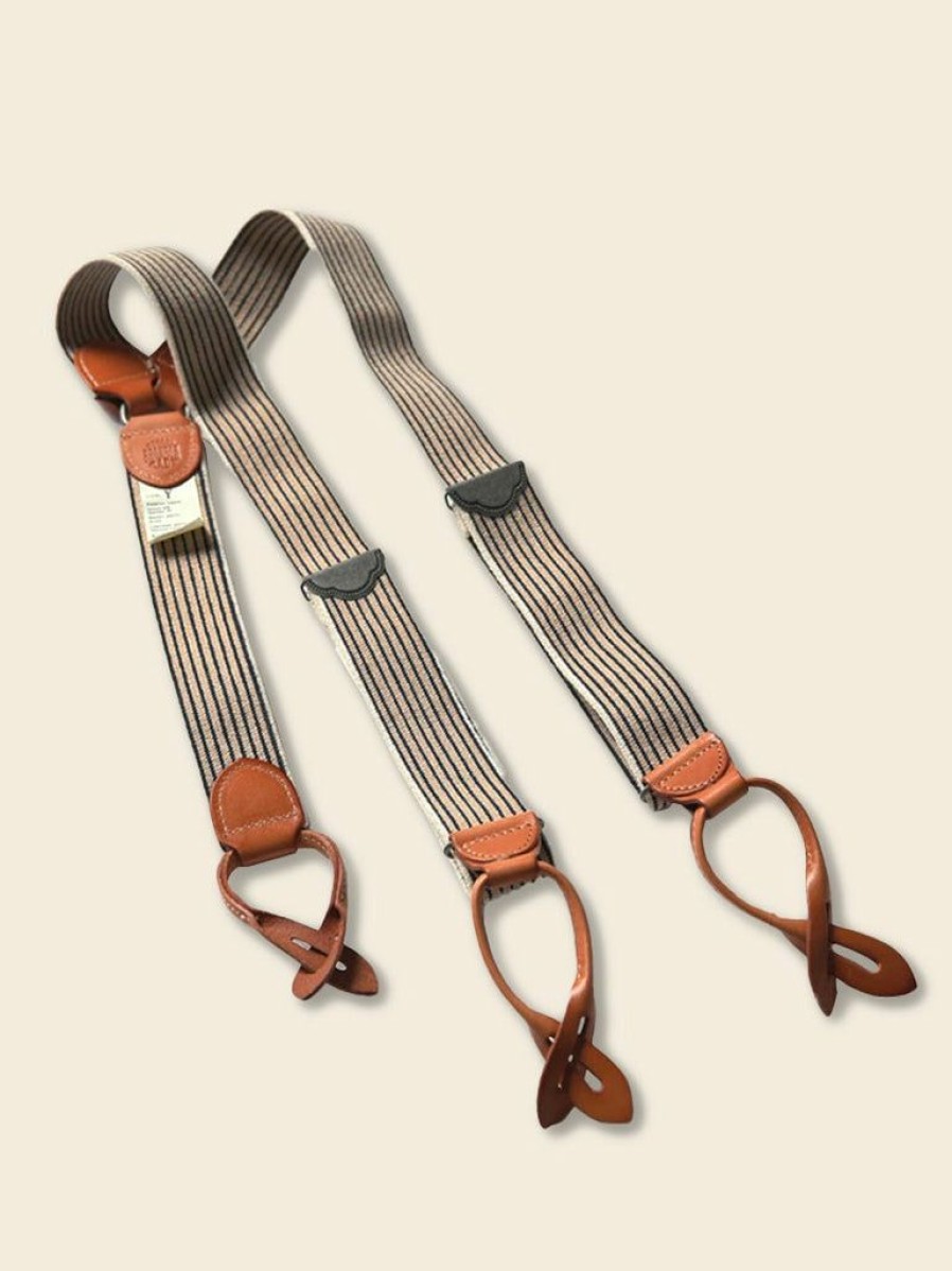 Accessories * | Bronson Old-Time Y-Back Leather Button Suspender