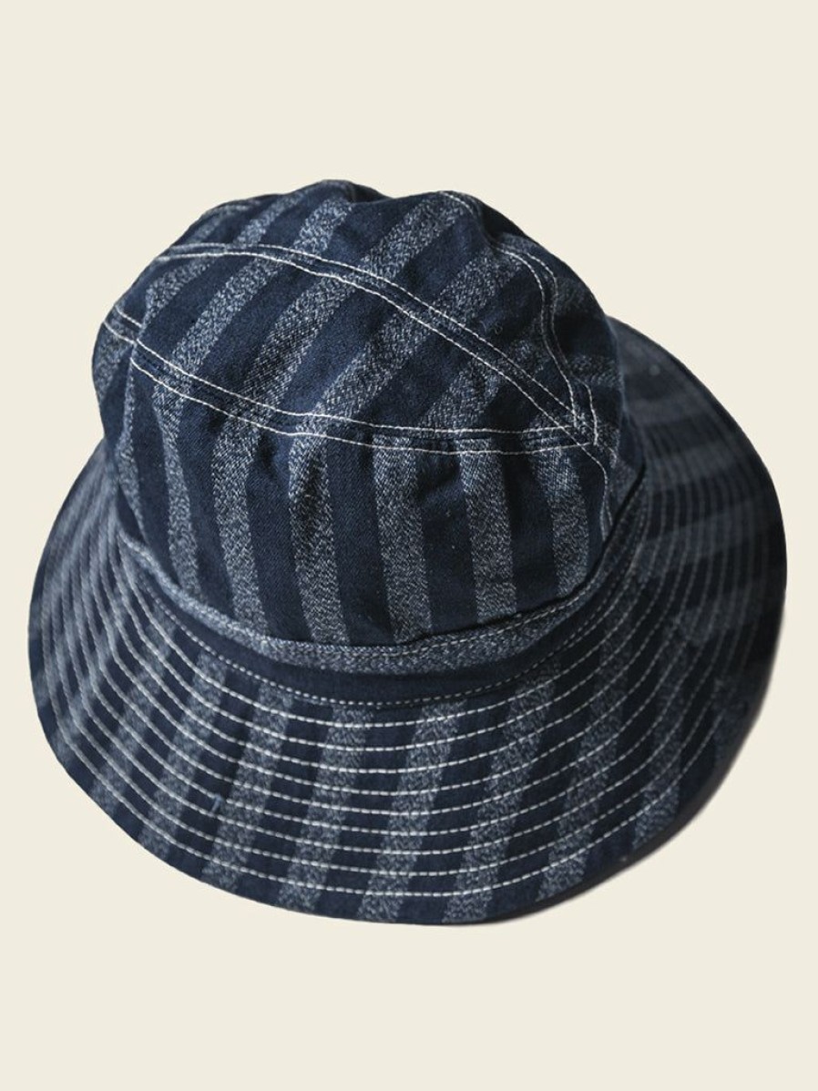 Accessories * | Bronson 13 Oz Selvedge Denim Bucket Hat Indigo Stripe