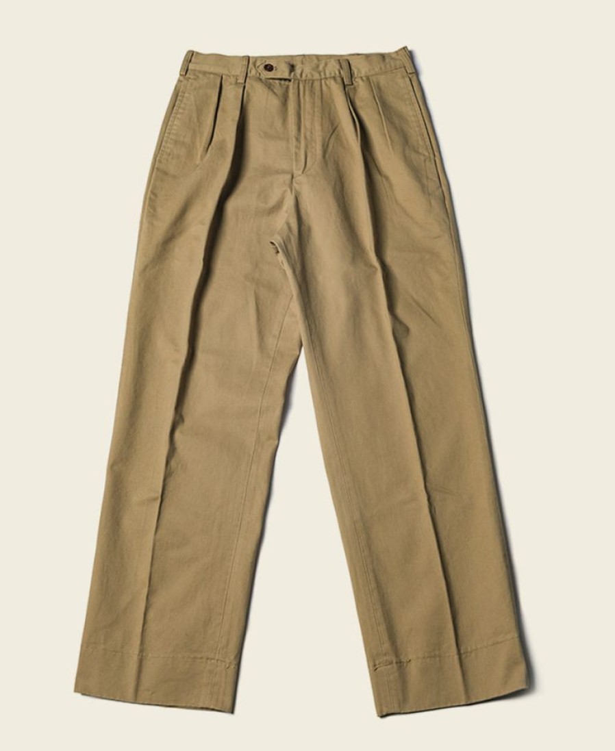 Bottoms * | Non Stock 1930S Ivy Style Double Pleated Chino Trousers Bottoms Yellow