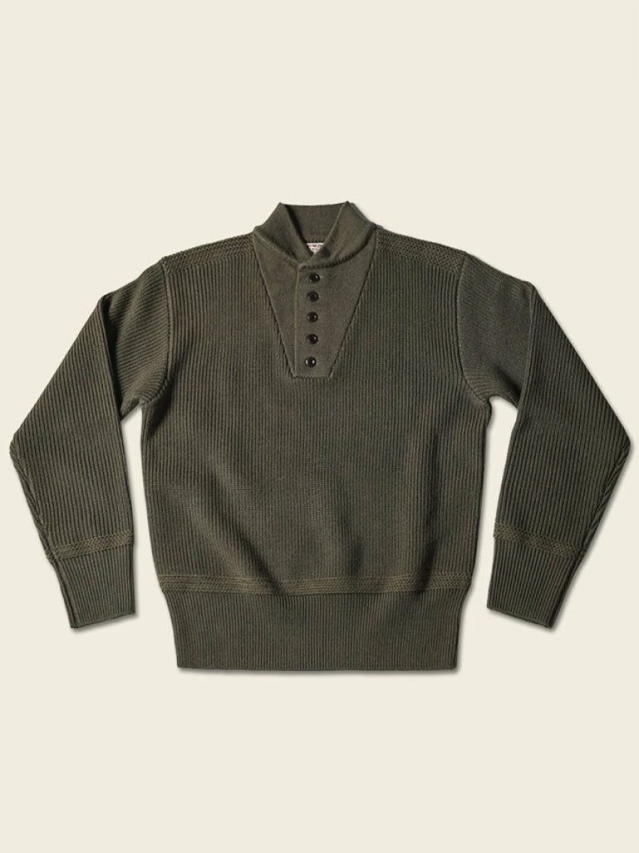 Tops * | Bronson Tops Us Army High Neck Wool Sweater Olive