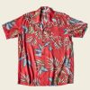 Tops * | Non Stock Plants & Flowers Pattern Aloha Shirt New Arrivals S/S 2022 Red