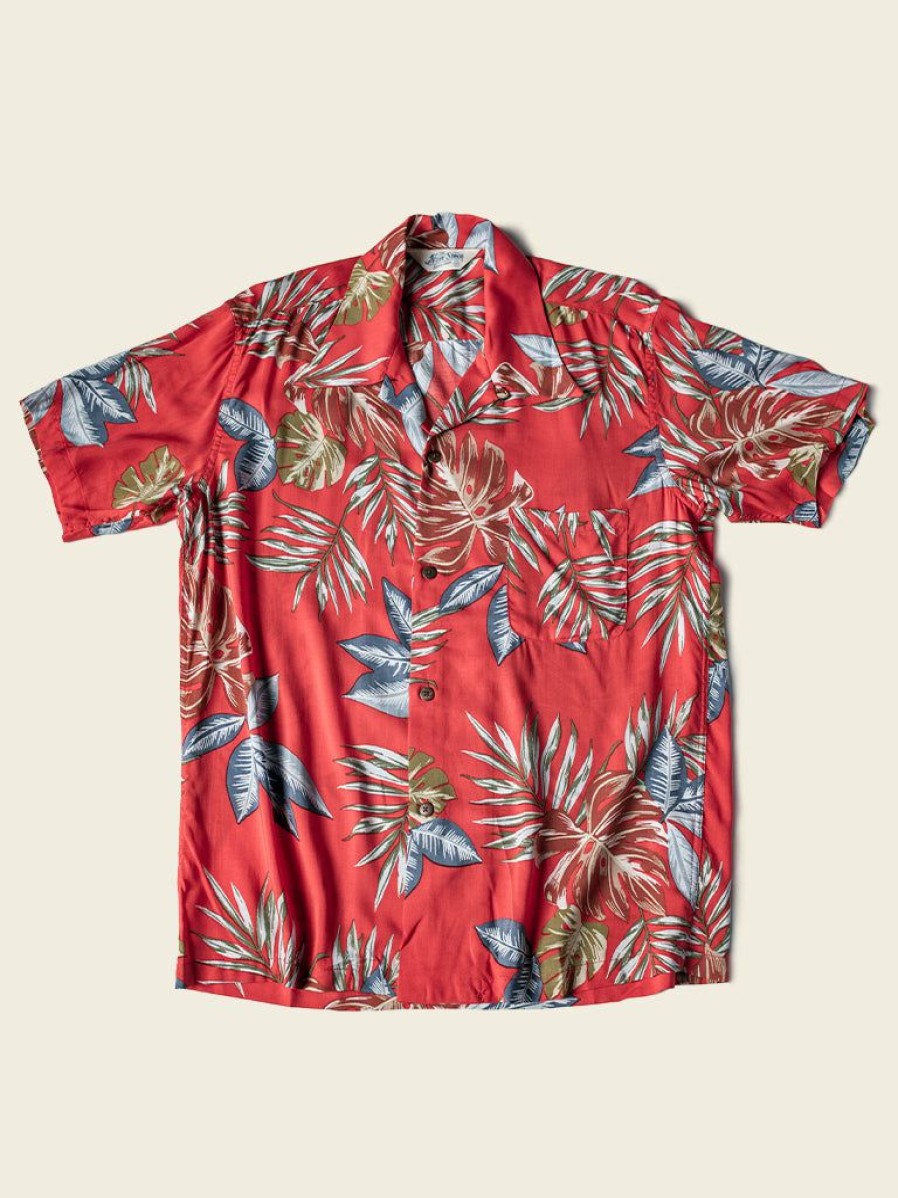 Tops * | Non Stock Plants & Flowers Pattern Aloha Shirt New Arrivals S/S 2022 Red