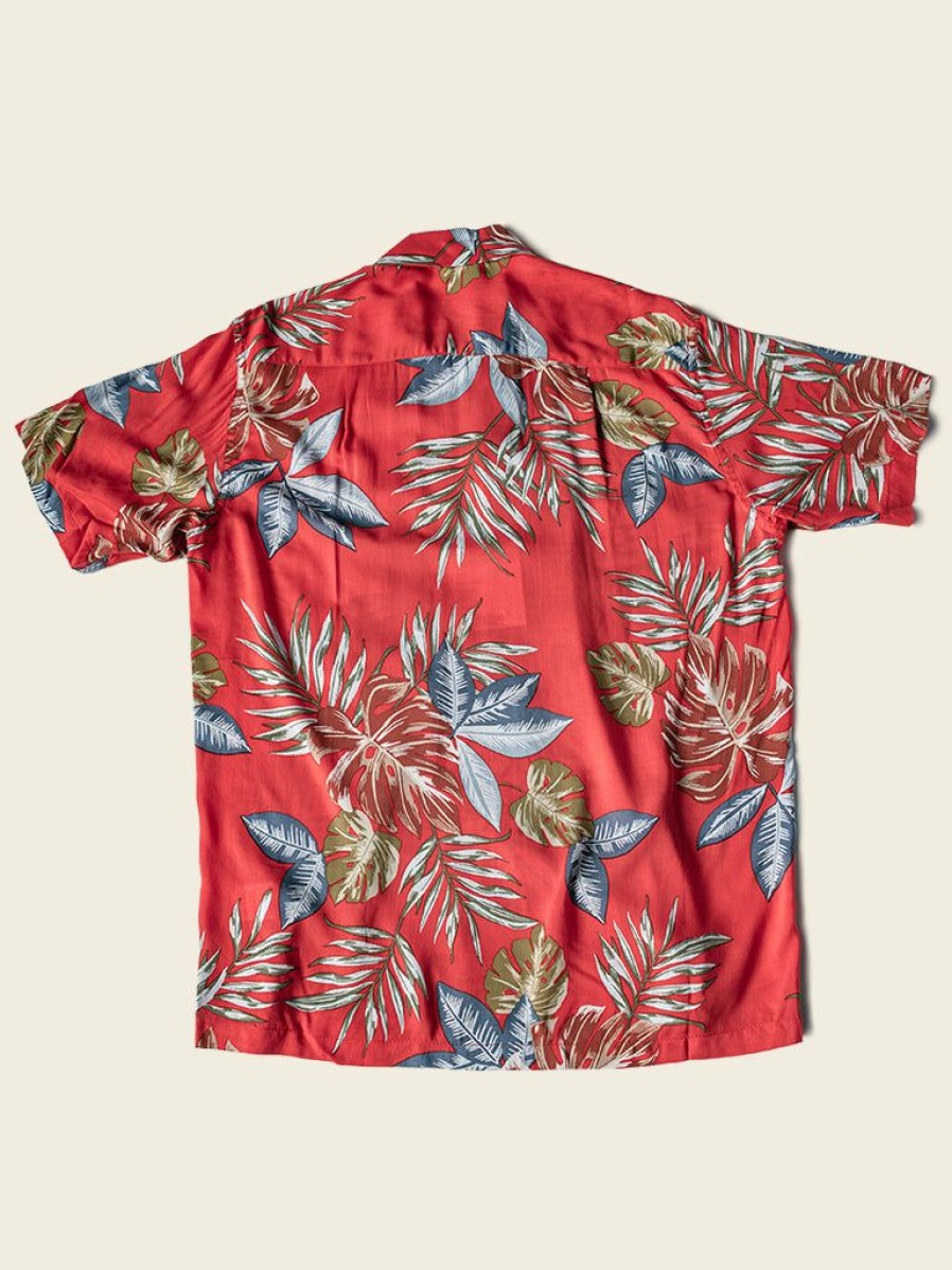 Tops * | Non Stock Plants & Flowers Pattern Aloha Shirt New Arrivals S/S 2022 Red