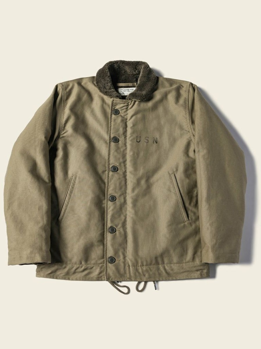 Outerwear * | Bronson Outerwear 1940S Usn 3Rd Type N-1 Woolen Deck Jacket Stencil Khaki