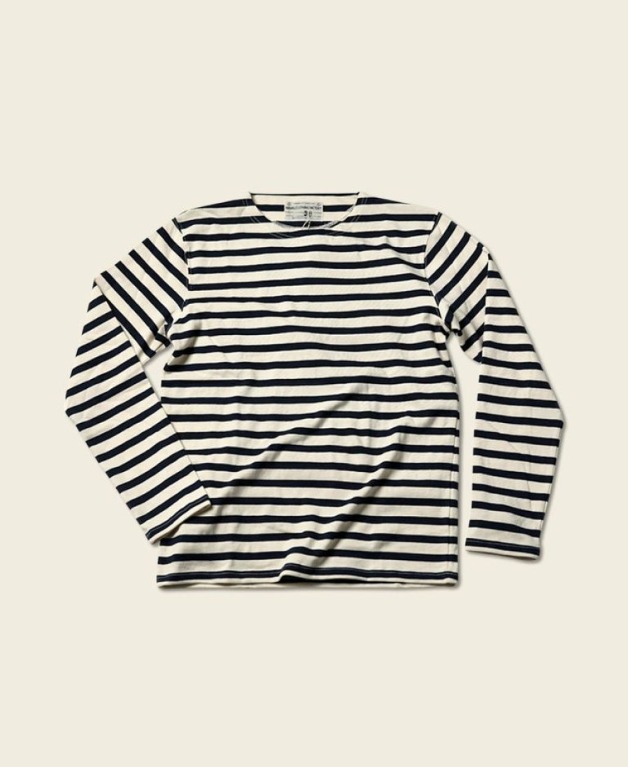 Tops * | Bronson Breton Stripe Long Sleeve T-Shirt Back In Stock Navy/Apricot