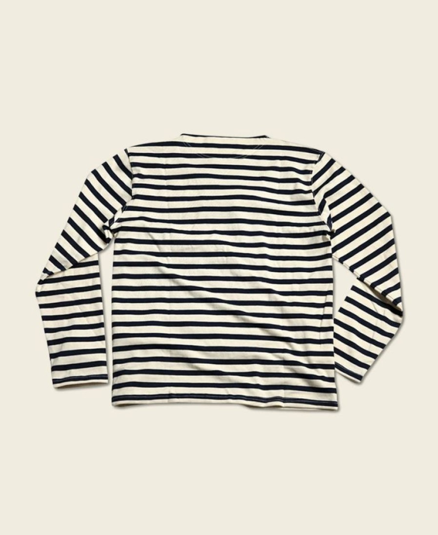 Tops * | Bronson Breton Stripe Long Sleeve T-Shirt Back In Stock Navy/Apricot