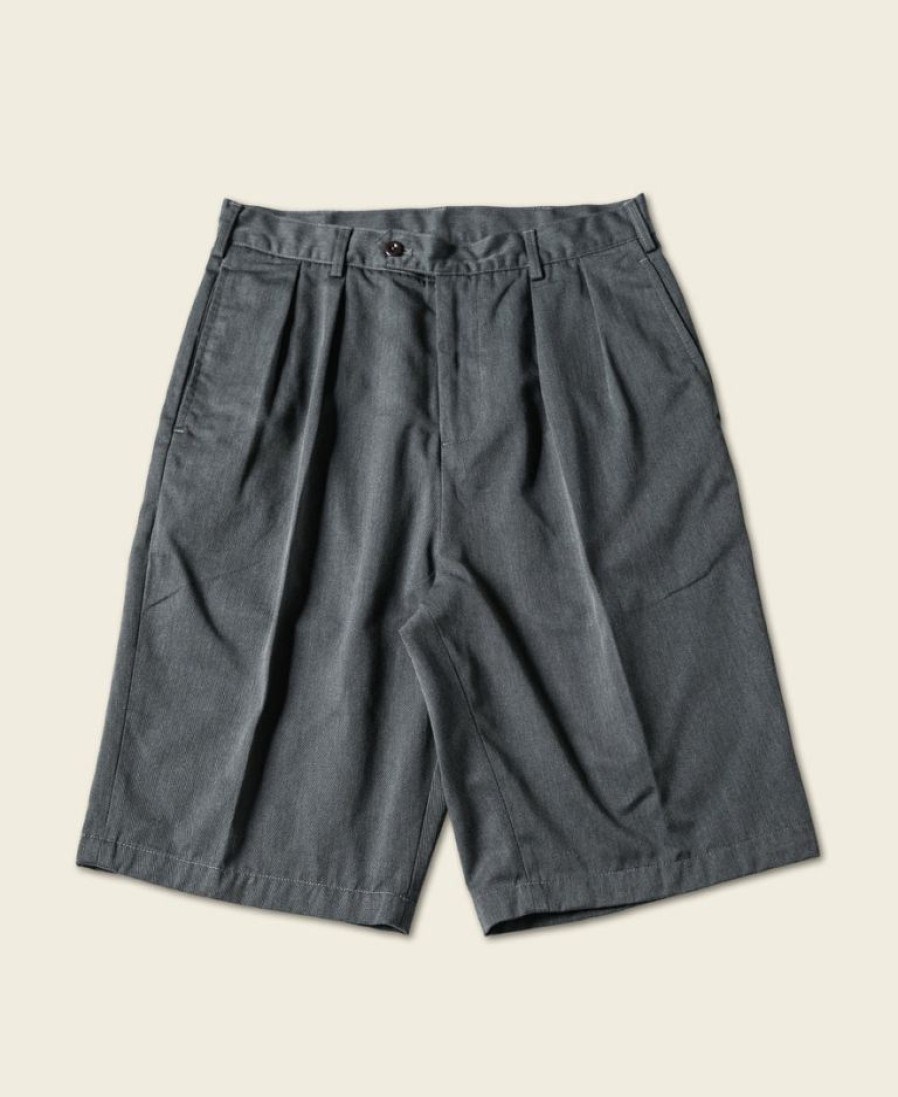 Bottoms * | Non Stock Classic Straight Leg Double Pleated Shorts Gray