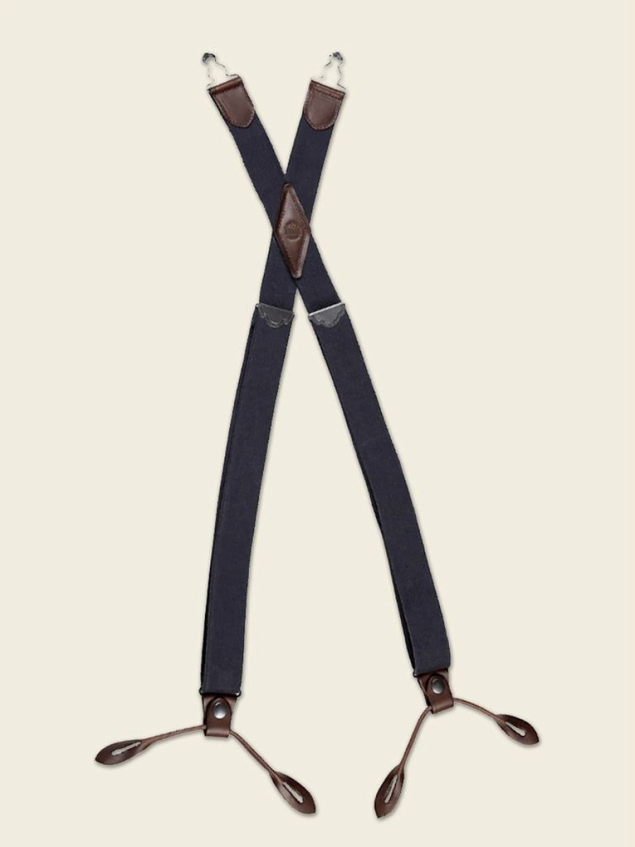 Accessories * | Bronson Accessories Old-Time X-Back Leather Button Suspender