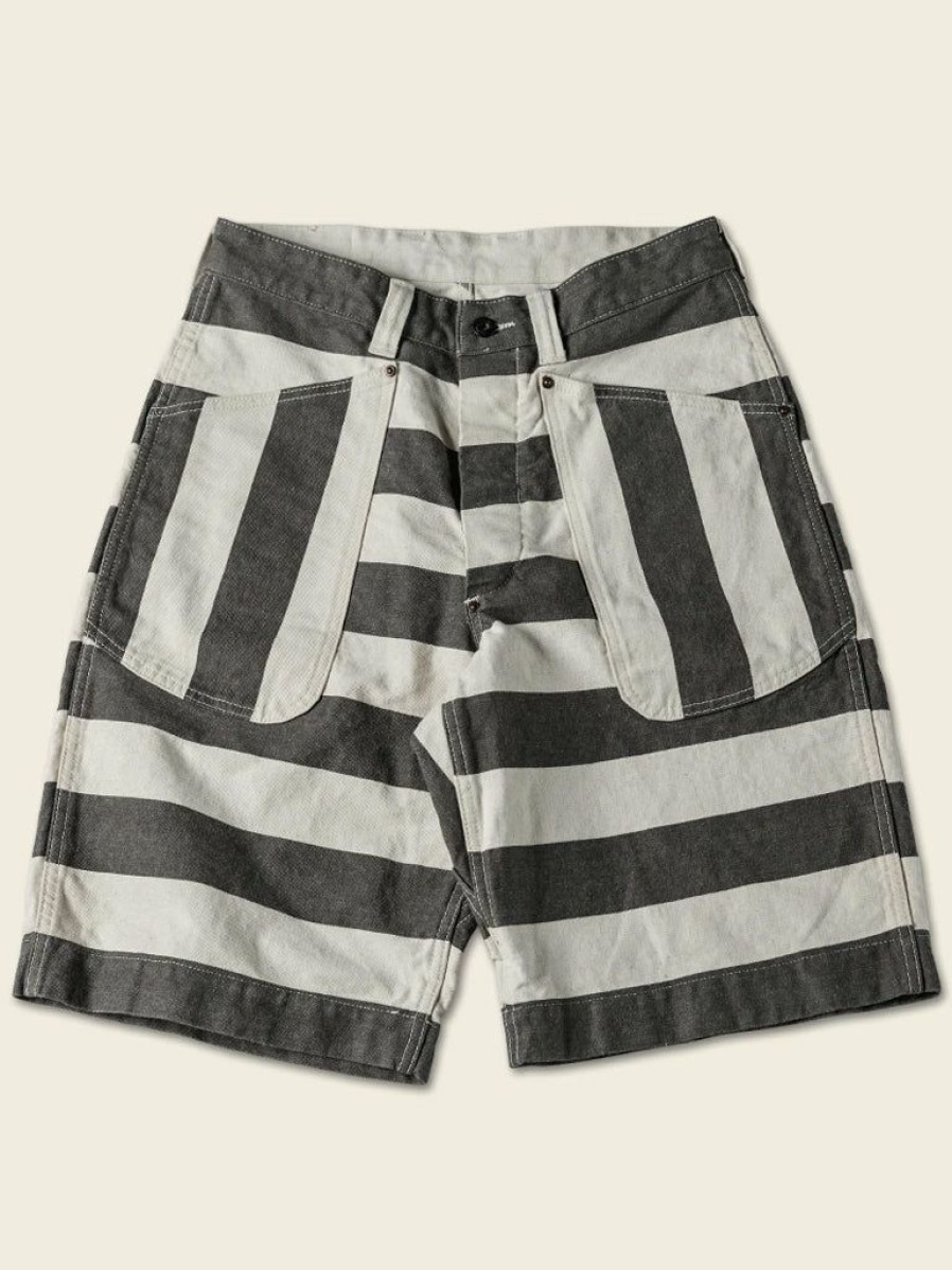 Bottoms * | Non Stock 11.5 Oz Heavyweight Wide Striped Prisoner Shorts White/Black Stripe