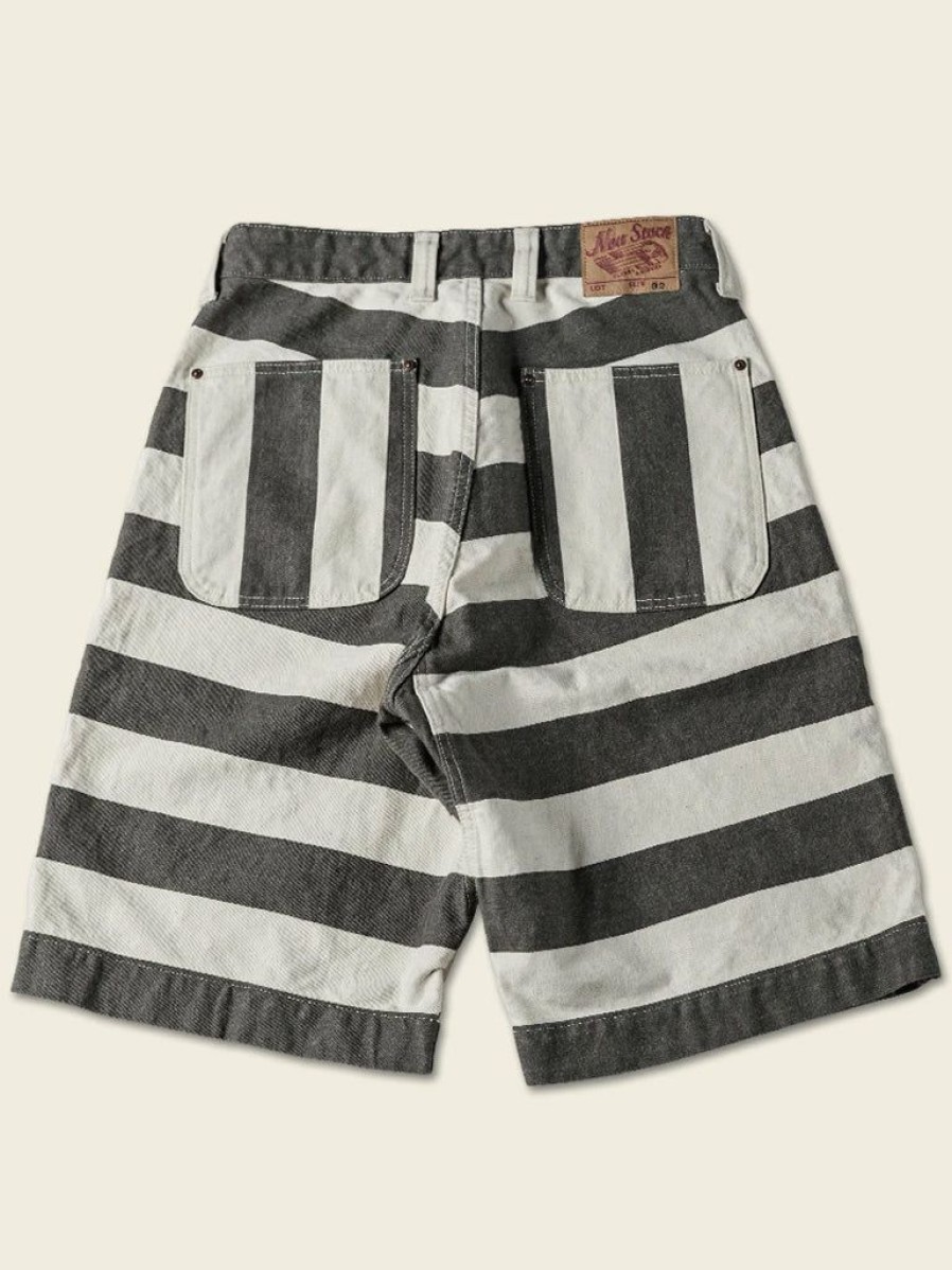 Bottoms * | Non Stock 11.5 Oz Heavyweight Wide Striped Prisoner Shorts White/Black Stripe