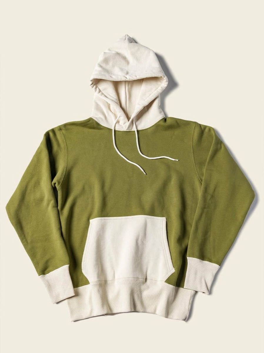 Tops * | Non Stock New Arrivals 17.5 Oz Terry Cloth Two-Tone Hoodie Olive/Apricot