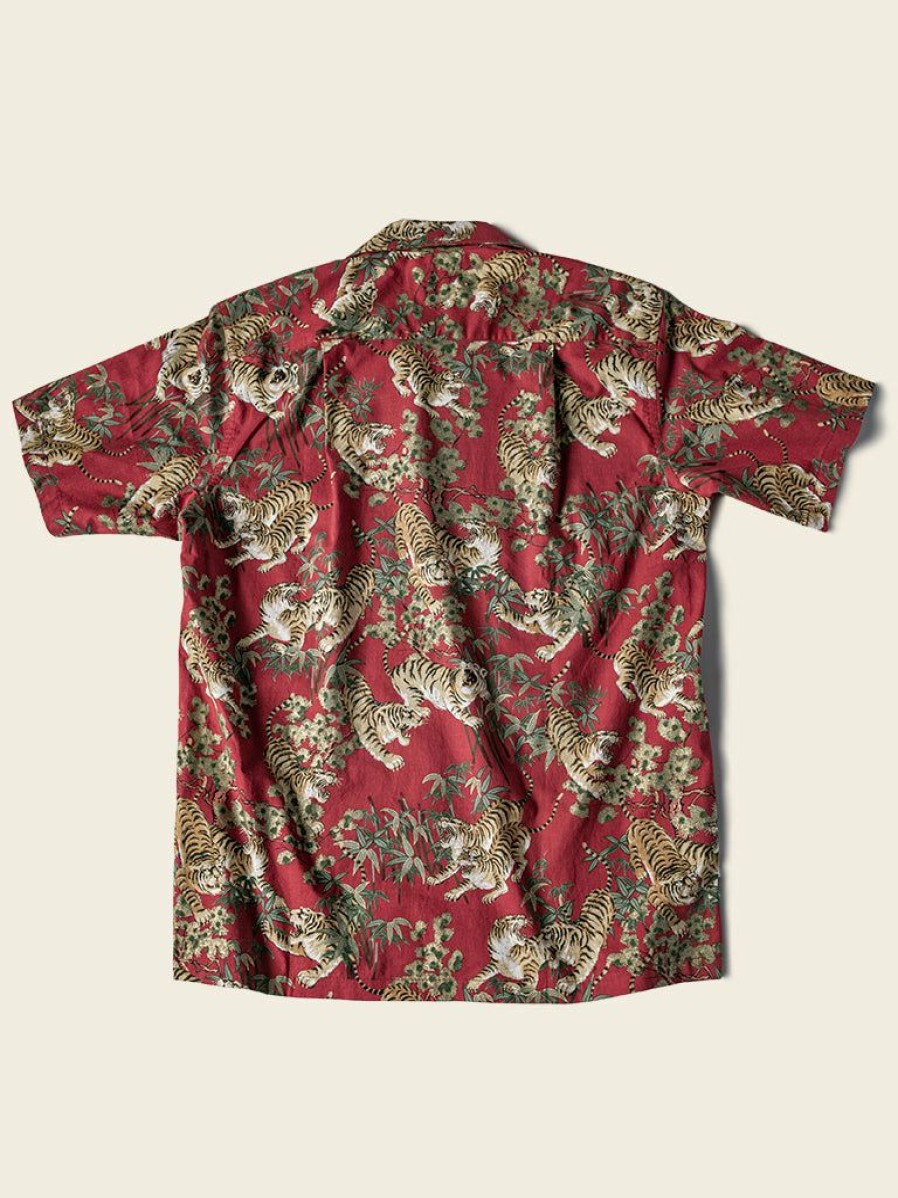 Tops * | Bronson Lot As08 Ukiyo-E Tiger & Bambo Pattern Aloha Shirt Wine Red