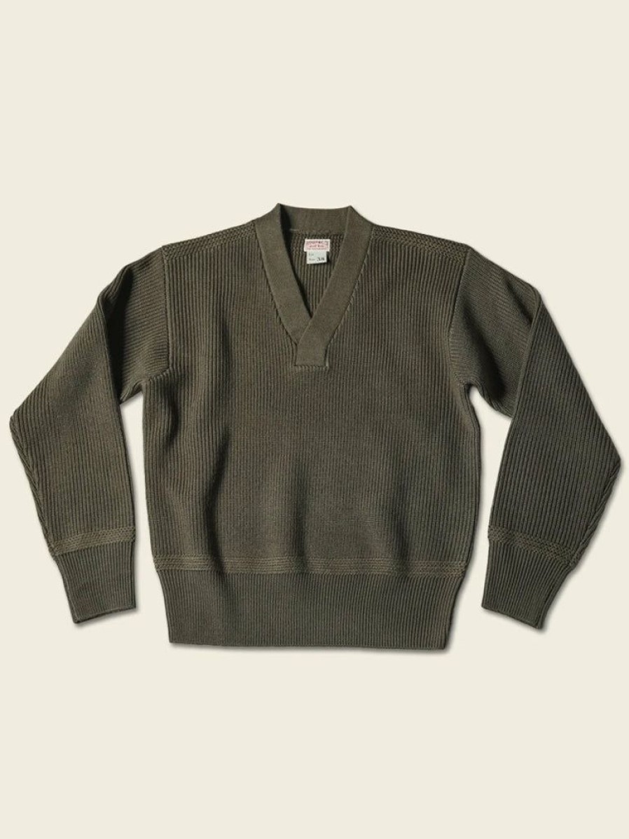 Tops * | Bronson Usaaf Type A-1 V-Neck Mechanics Sweater Olive