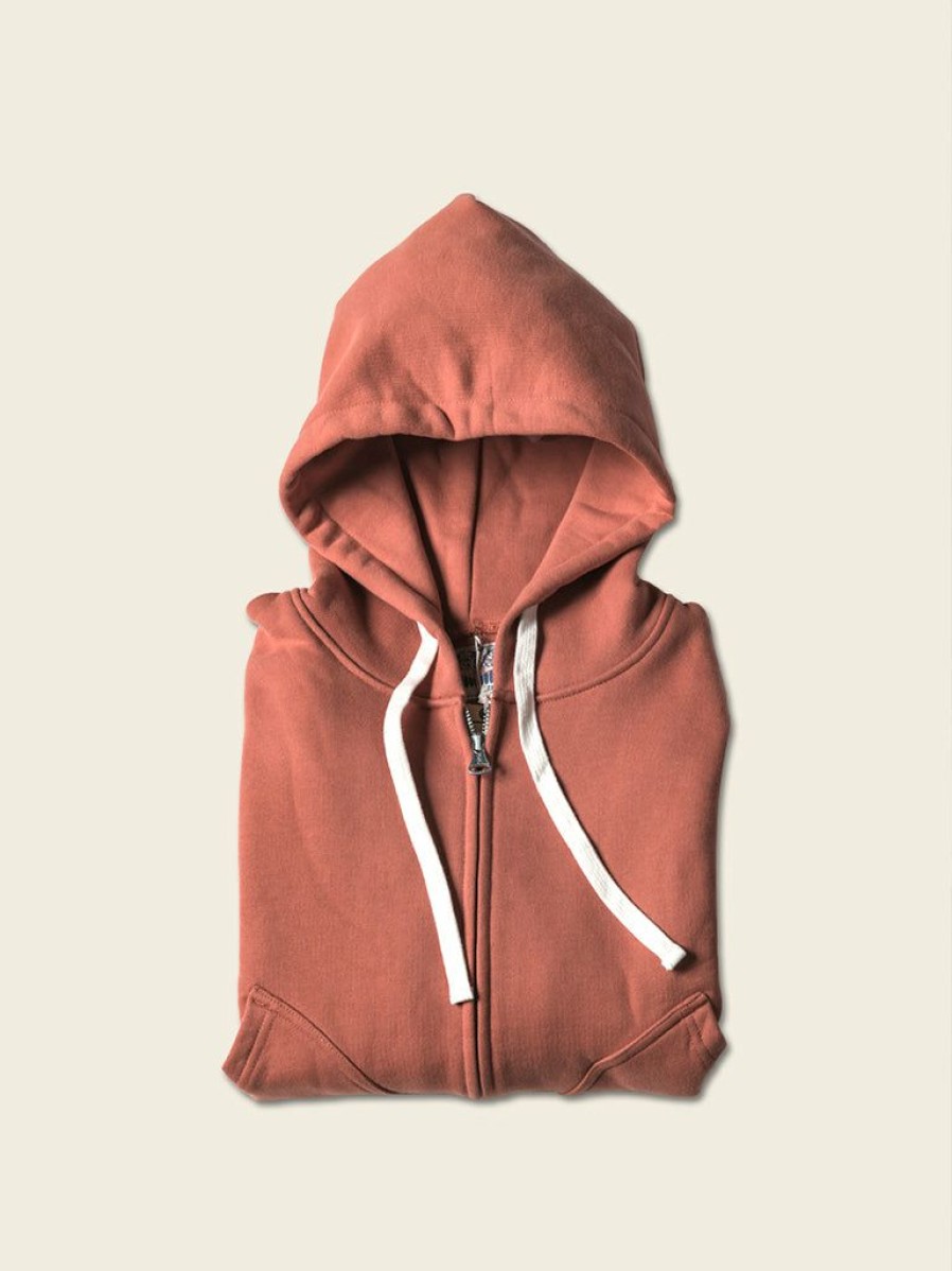 Tops * | Non Stock Tops 17.5 Oz Terry Cloth Zip-Up Hoodie Brick Red