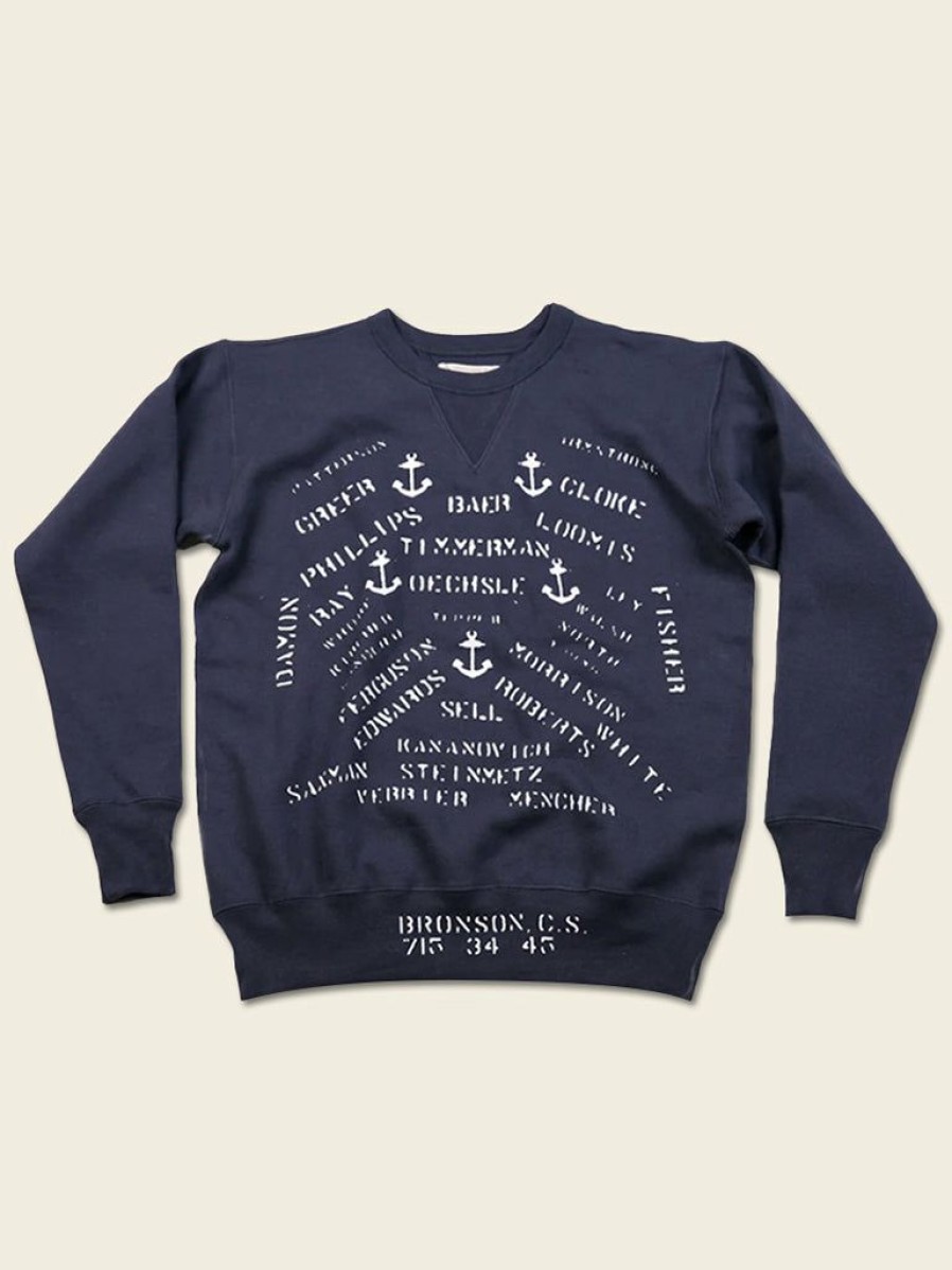 Tops * | Bronson 1940S Usn Anchor & Name Print Training Sweatshirt