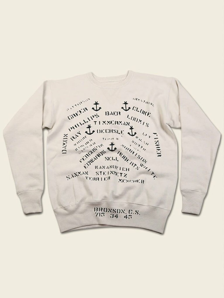 Tops * | Bronson 1940S Usn Anchor & Name Print Training Sweatshirt