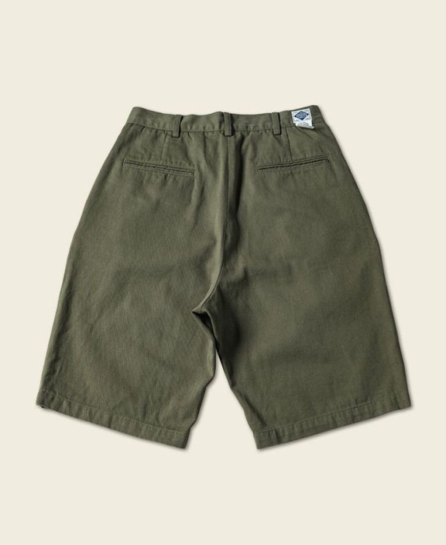 Bottoms * | Non Stock Classic Straight Leg Double Pleated Shorts Olive