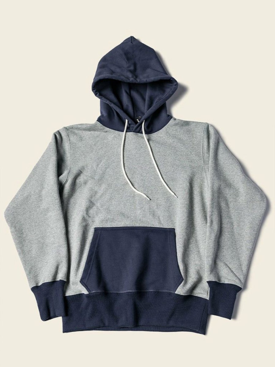 Tops * | Non Stock 17.5 Oz Terry Cloth Two-Tone Hoodie New Arrivals Gray/Navy