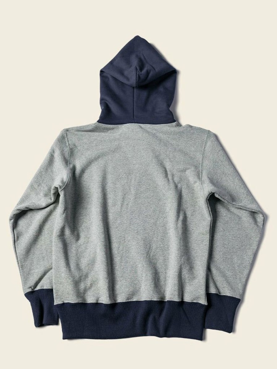 Tops * | Non Stock 17.5 Oz Terry Cloth Two-Tone Hoodie New Arrivals Gray/Navy