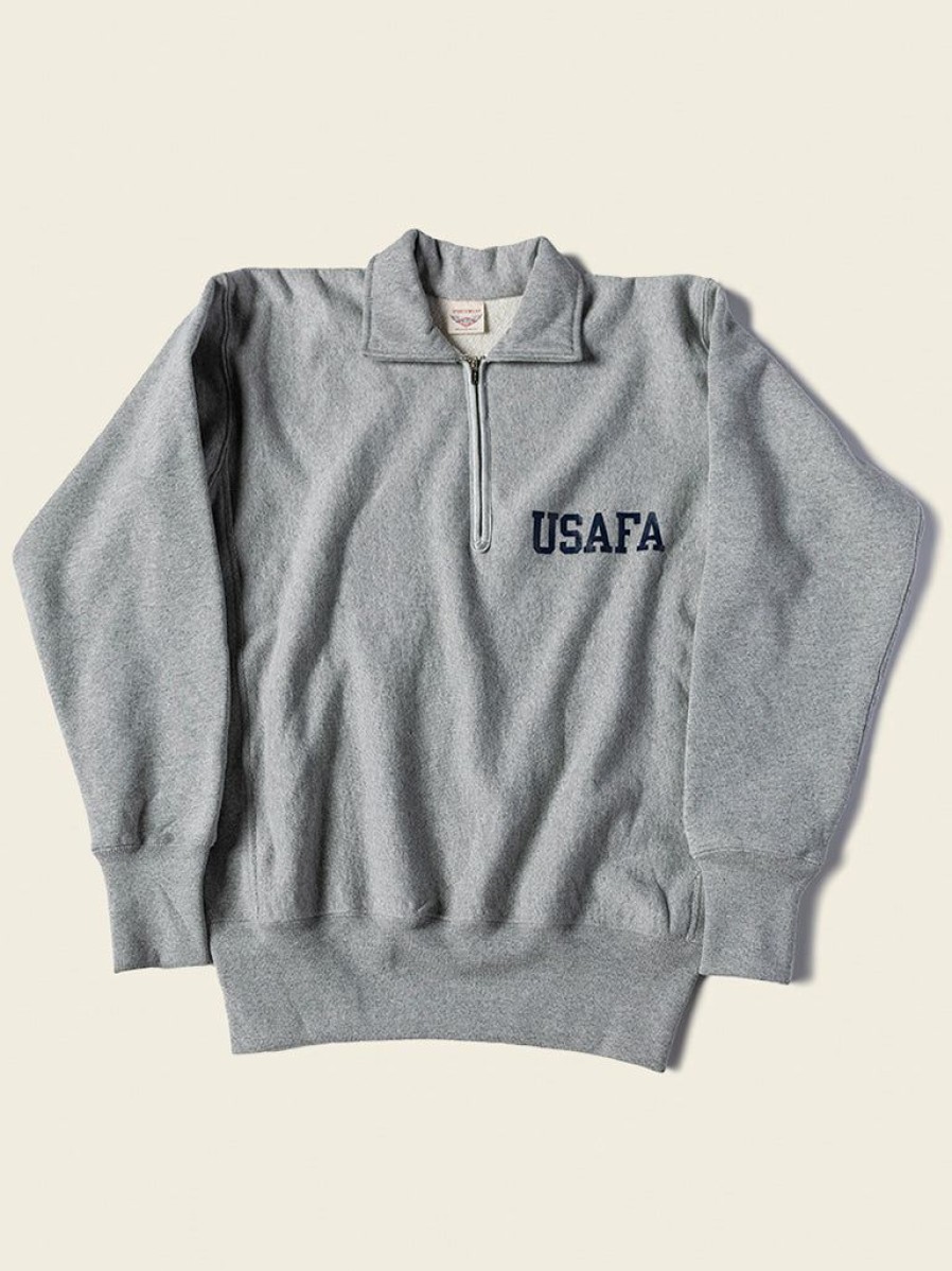 Tops * | Non Stock 1950S Usafa Reverse Weave Half-Zip Sweatshirt New Arrivals Gray