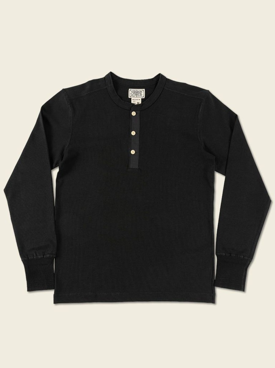 Tops * | Bronson Vintage Long Sleeve Henley T-Shirt Tops Black