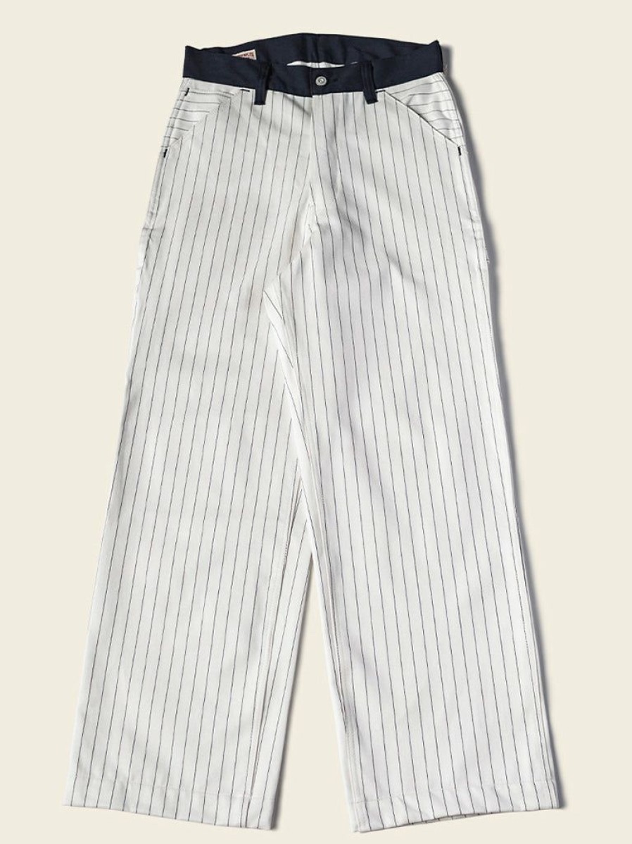 Bottoms * | Bronson New Arrivals Lot 952 Hbt Striped Mechanic Pants White