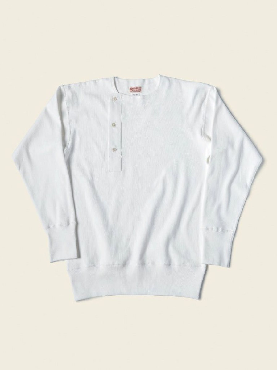 Tops * | Bronson 14 Oz Side Closing Henley T-Shirt Long Sleeve T-Shirts White