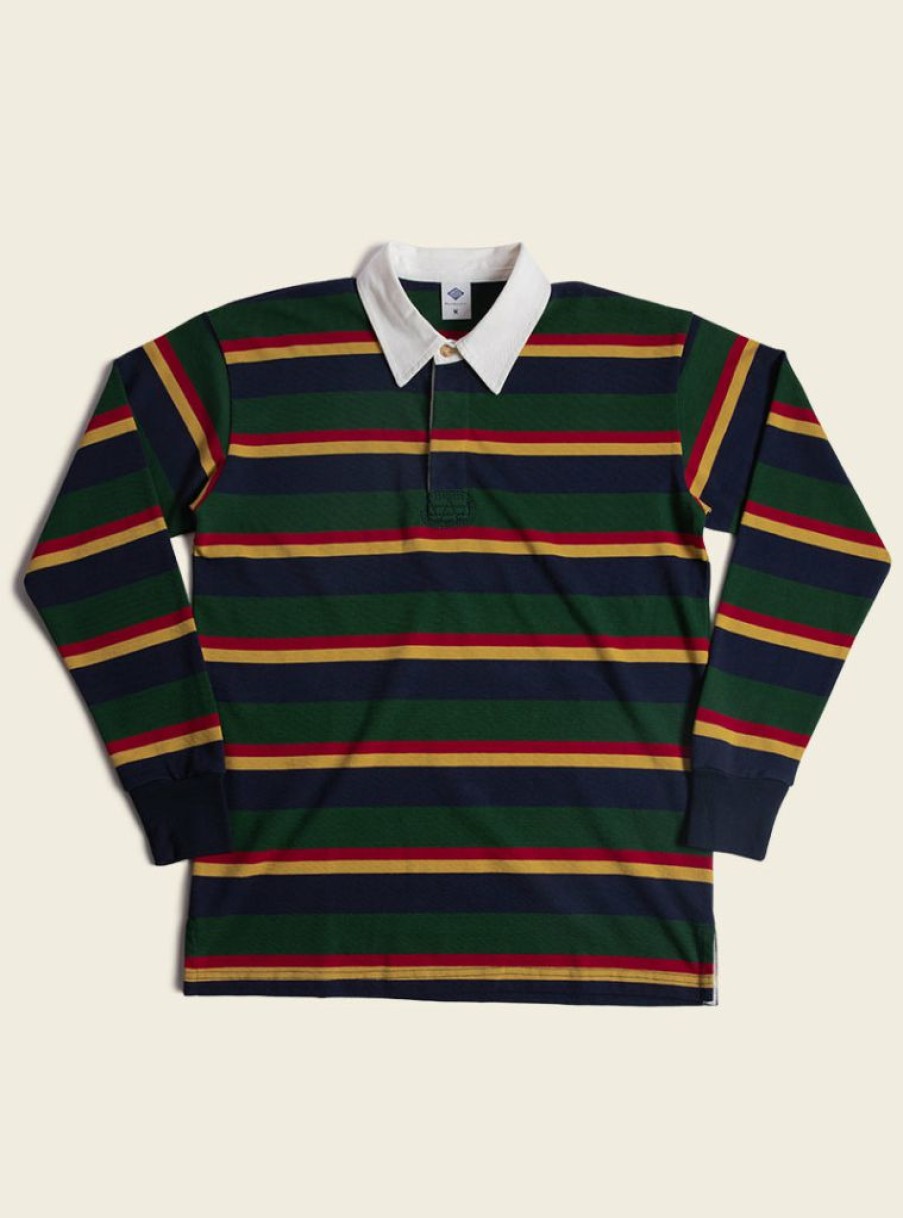 Tops * | Non Stock Classic Fit Striped Jersey Rugby Shirt Tops Green Ivy Stripe