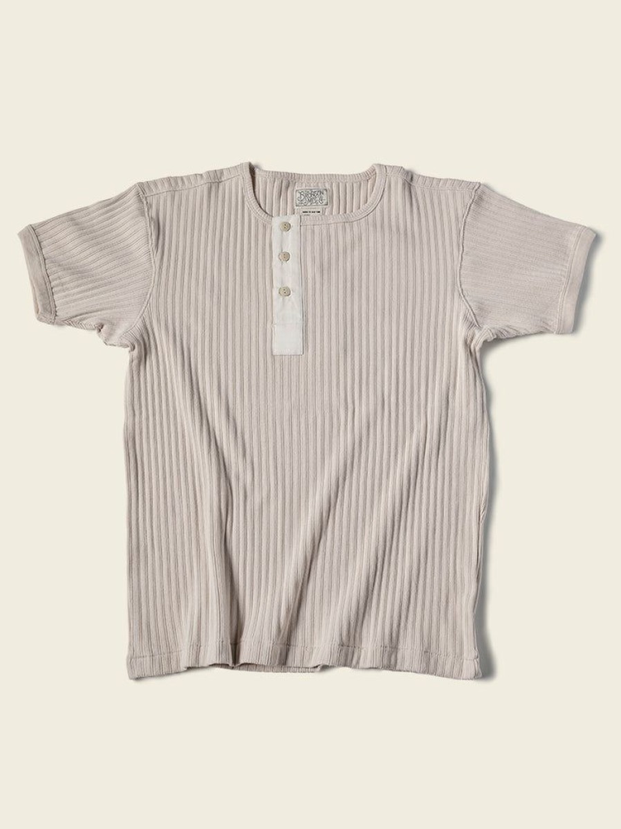 Tops * | Bronson 11 Oz Vintage Ribbed Cotton Henley T-Shirt Apricot