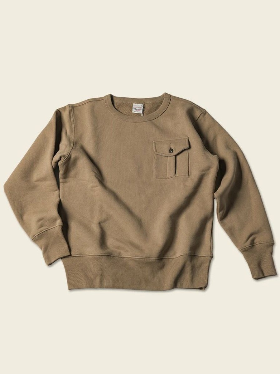 Tops * | Non Stock Tops 17.5 Oz Terry Cloth Military Pocket Sweatshirt Khaki