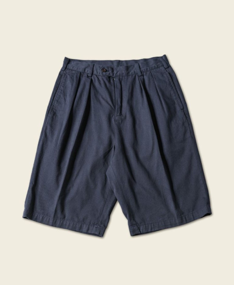 Bottoms * | Non Stock Classic Straight Leg Double Pleated Shorts Bottoms Navy