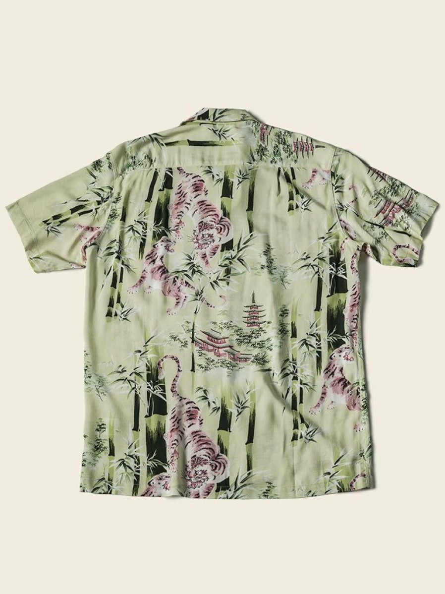 Tops * | Non Stock Ukiyo-E Tiger & Bamboo Pattern Aloha Shirt Tops Light Green