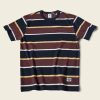 Tops * | Non Stock 9.8 Oz Ivy Style Striped T-Shirt Tops Burgundy Red/Navy