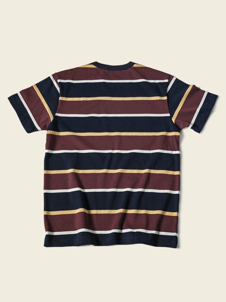 Tops * | Non Stock 9.8 Oz Ivy Style Striped T-Shirt Tops Burgundy Red/Navy