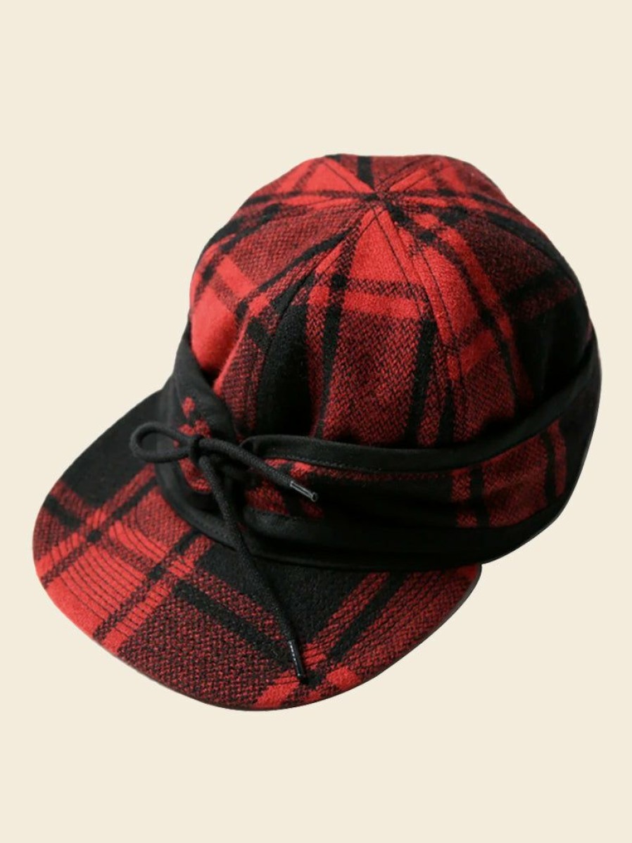 Accessories * | Bronson Flannel Outdoors Hunting Cap Red Black Plaid