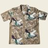 Tops * | Non Stock Ukiyo-E Tiger & Crane Pattern Aloha Shirt Khaiki Khaki