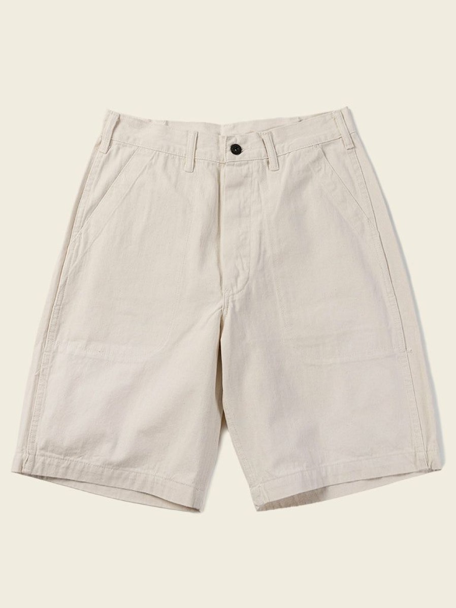 Bottoms * | Bronson Bottoms 1940S Wwii Usn 12 Oz Hbt Fatigue Deck Shorts White