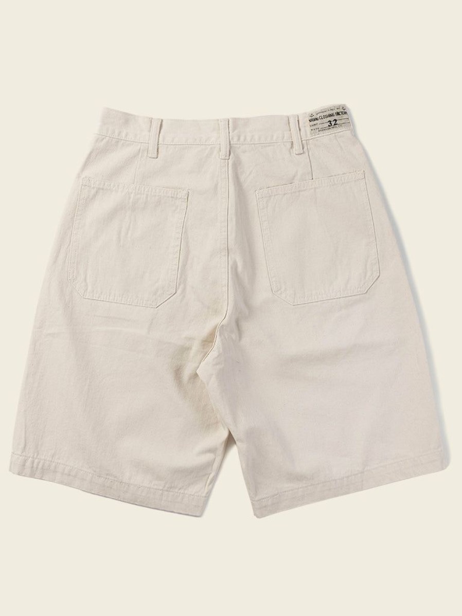 Bottoms * | Bronson Bottoms 1940S Wwii Usn 12 Oz Hbt Fatigue Deck Shorts White