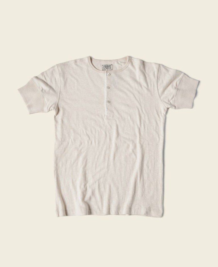 Tops * | Bronson 1890S Slub Cotton Henley T-Shirt Back In Stock Cream White