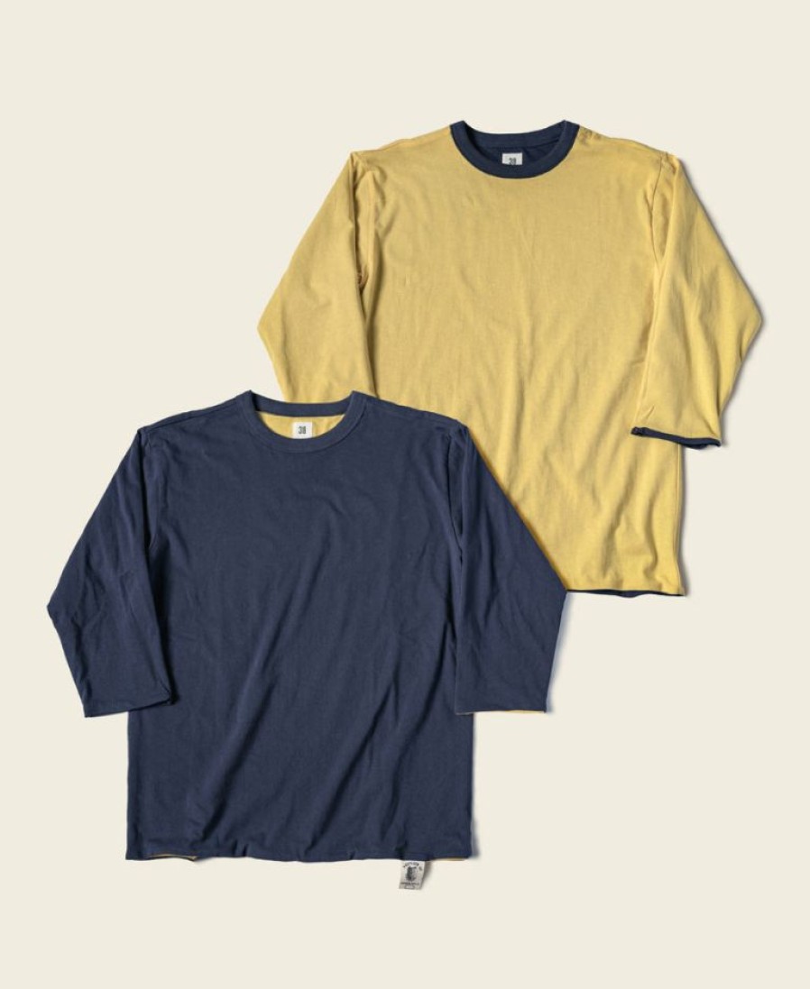 Tops * | Bronson Usn Udt Team Reversible Three Quarter Sleeve T-Shirt Navy/Yellow