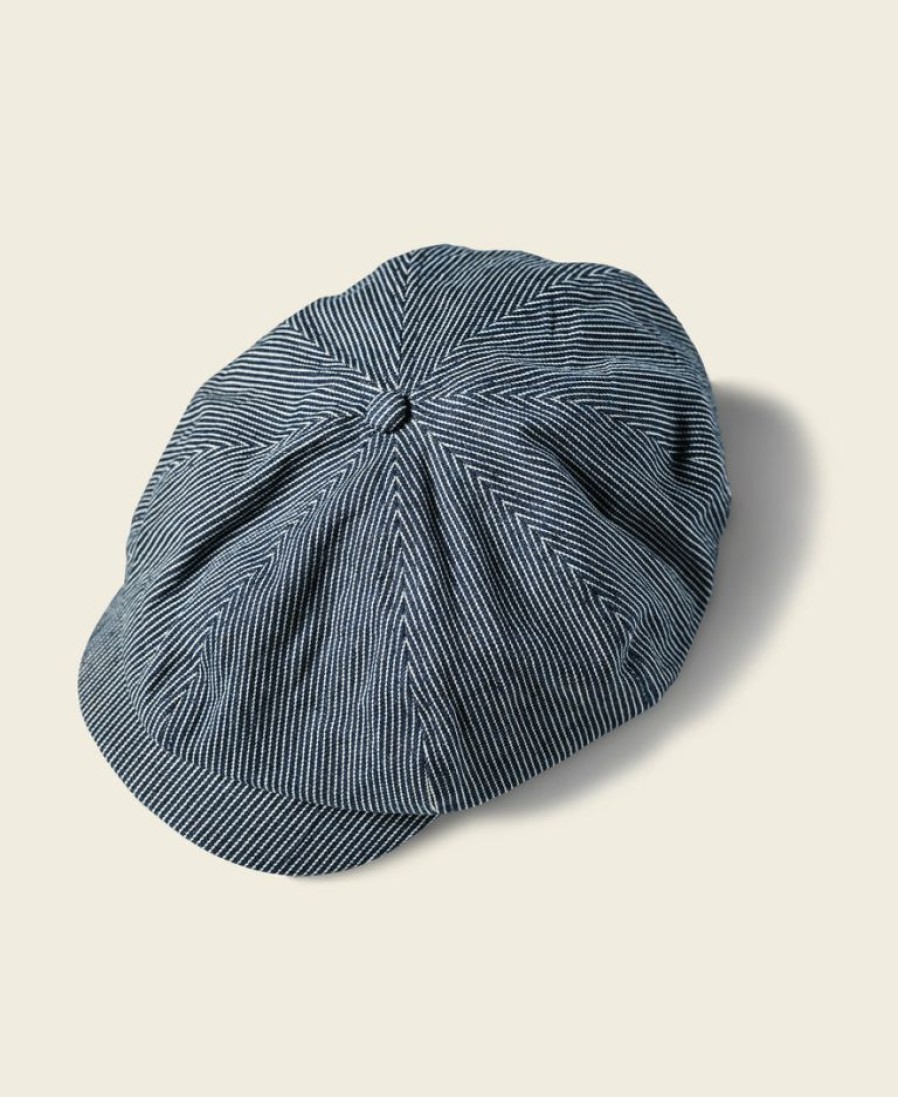 Accessories * | Non Stock Old Time Denim Stripe Newsboy Cap Best Sellers Hickory