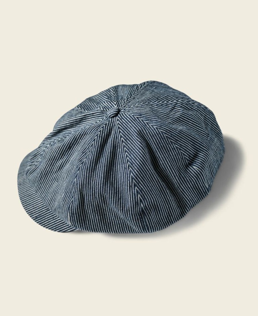 Accessories * | Non Stock Old Time Denim Stripe Newsboy Cap Best Sellers Hickory