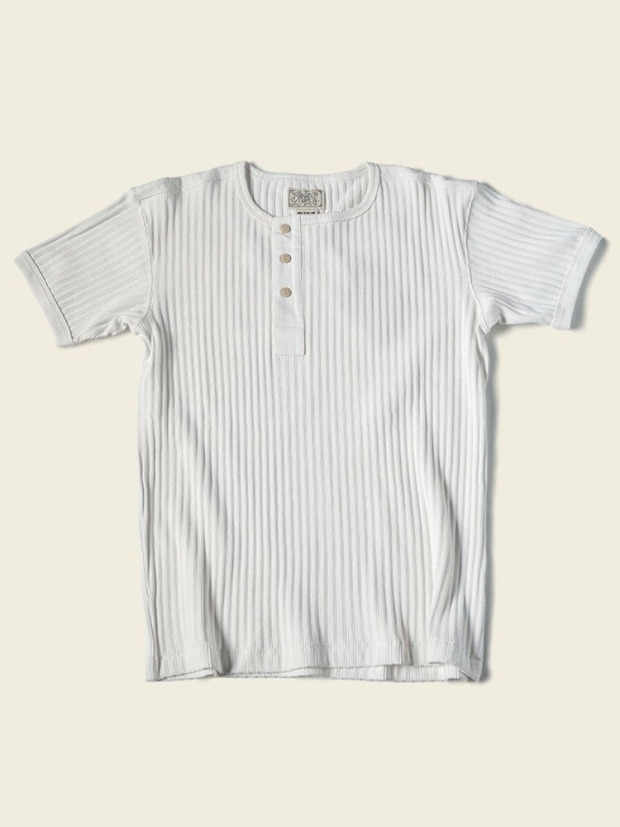 Tops * | Bronson 11 Oz Vintage Ribbed Cotton Henley T-Shirt White