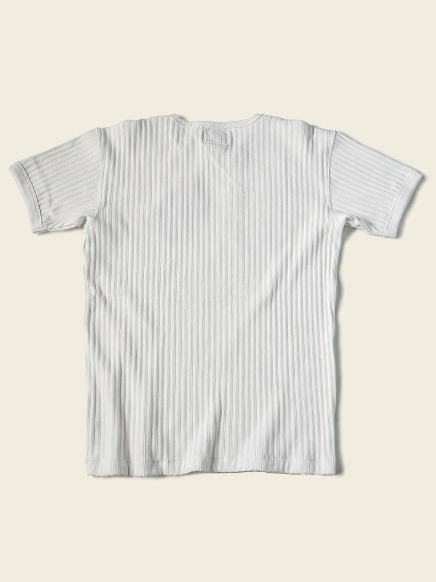 Tops * | Bronson 11 Oz Vintage Ribbed Cotton Henley T-Shirt White