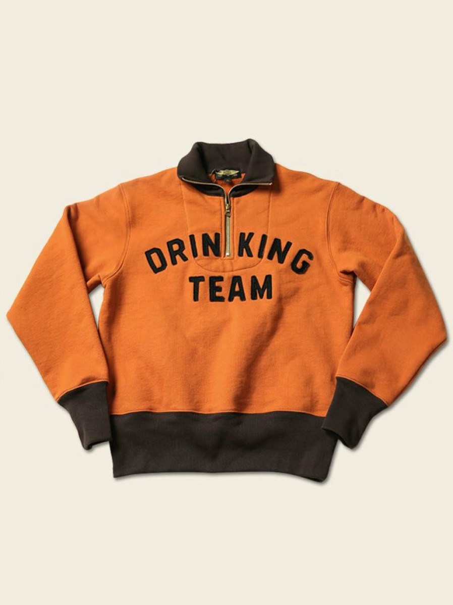 Tops * | Bronson 1920S Drinking Team Motorcycle Racing Sweatshirt Orange