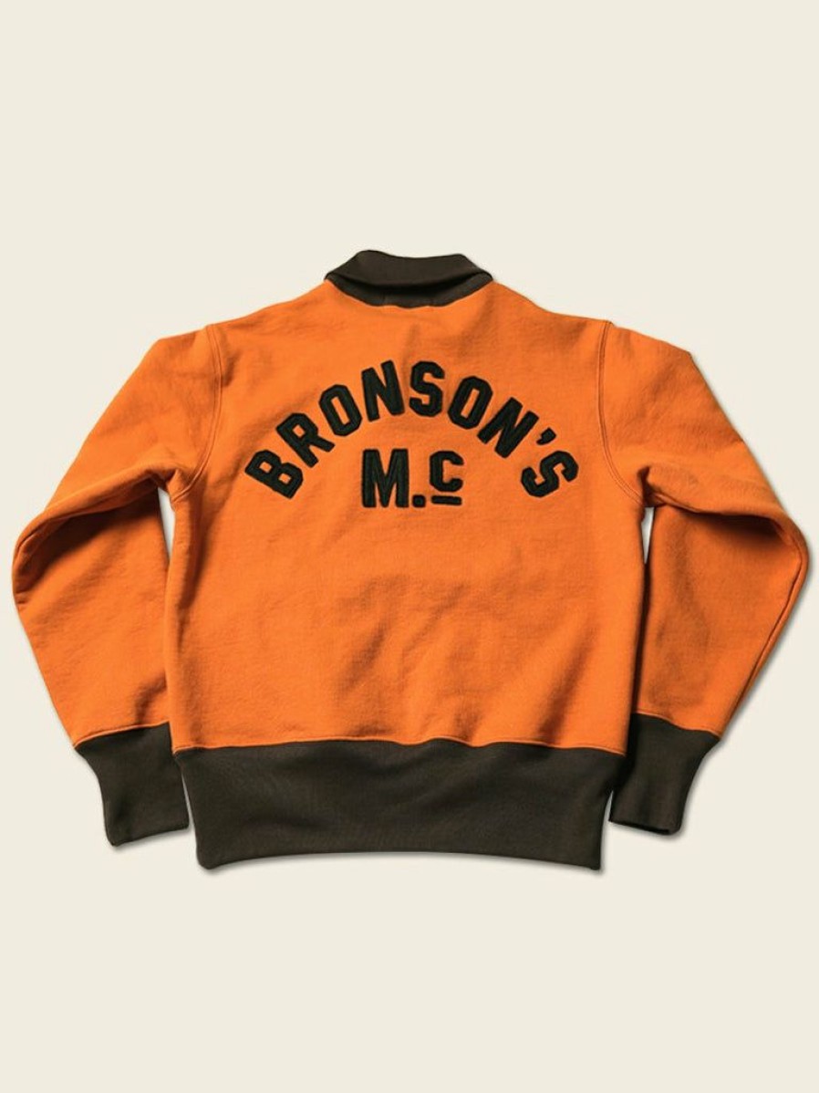 Tops * | Bronson 1920S Drinking Team Motorcycle Racing Sweatshirt Orange