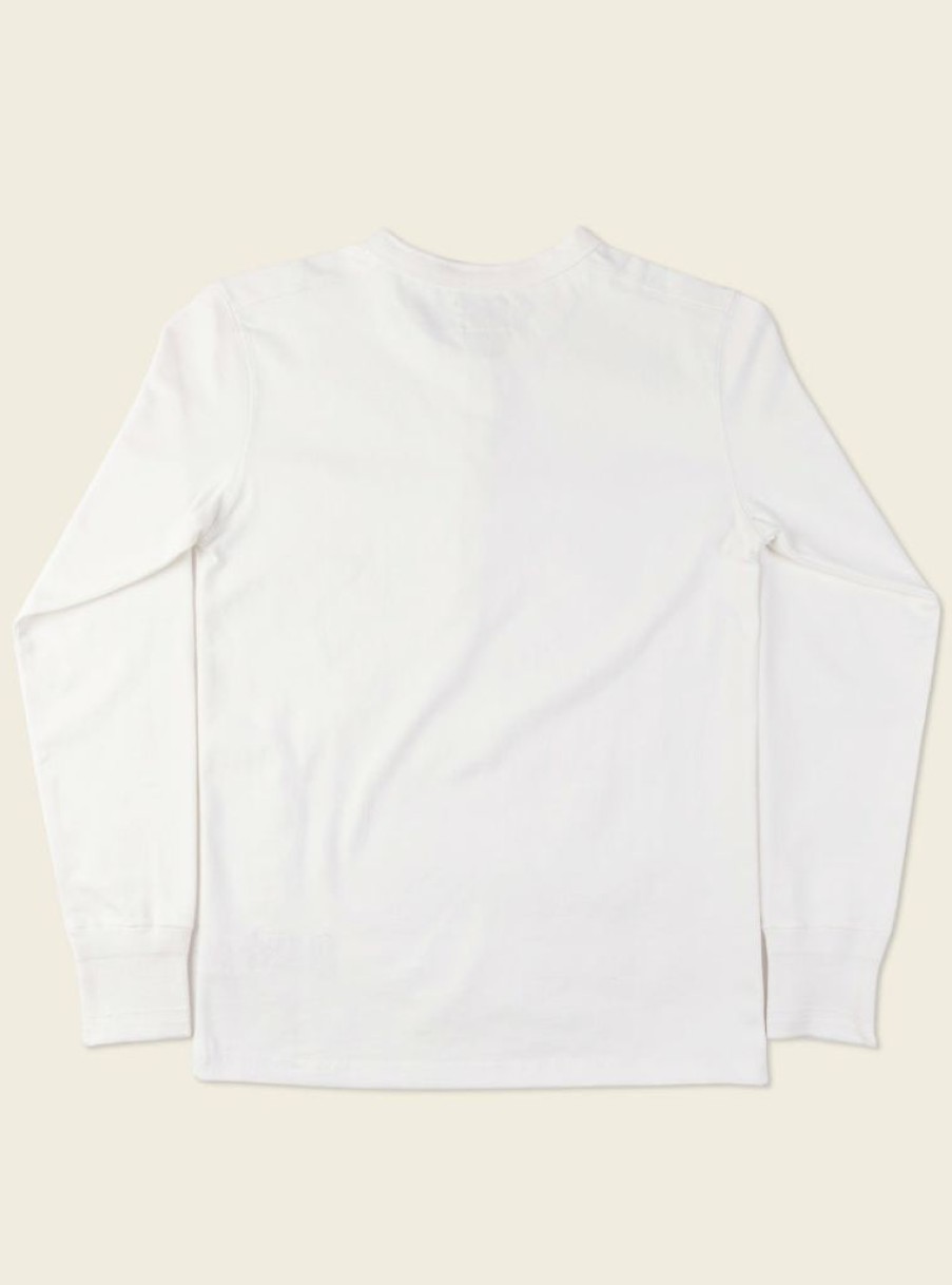 Tops * | Bronson Vintage Long Sleeve Henley T-Shirt White