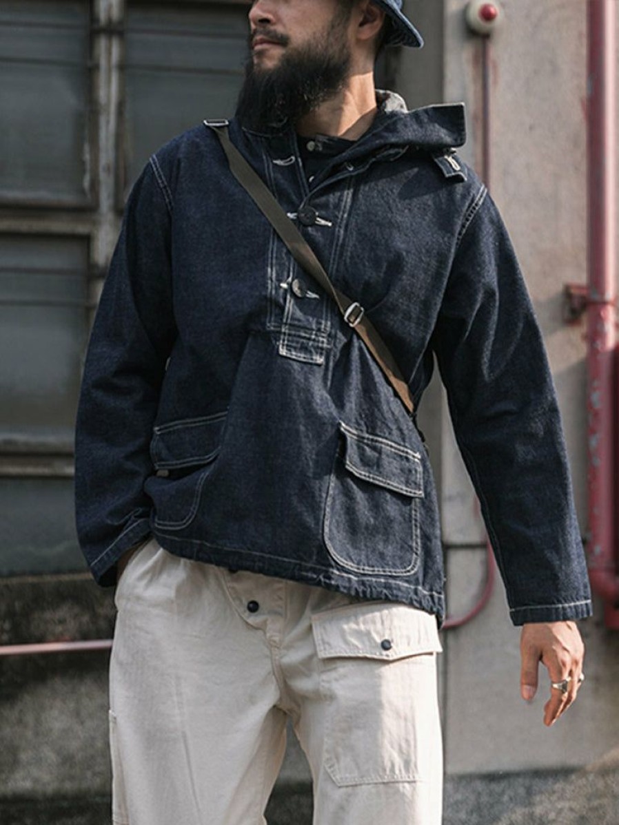 Outerwear * | Bronson Outerwear 1940S Us Navy Protective Denim Parka Selvage Denim