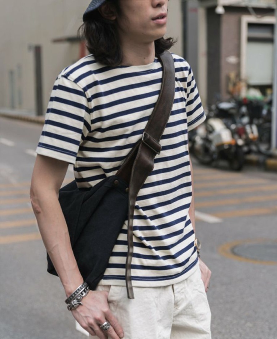 Tops * | Bronson Breton Stripe T-Shirt White/Navy