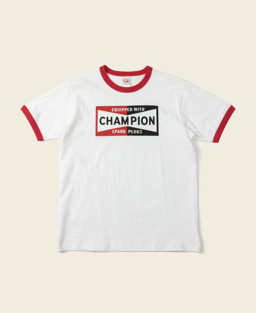 Tops * | Non Stock Back In Stock 1960S Hot Rod Style T-Shirt Champion Logo White/Red